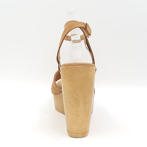 Steve Madden Women Strappy Wooden Wedge Sandals Welsh Size US 11 Camel Nubuck - Picture 5 of 13